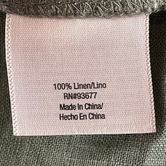 St. John's Bay 100% Linen Cropped Pants Womens 16 Olive Green Casual Summer - Picture 8 of 9